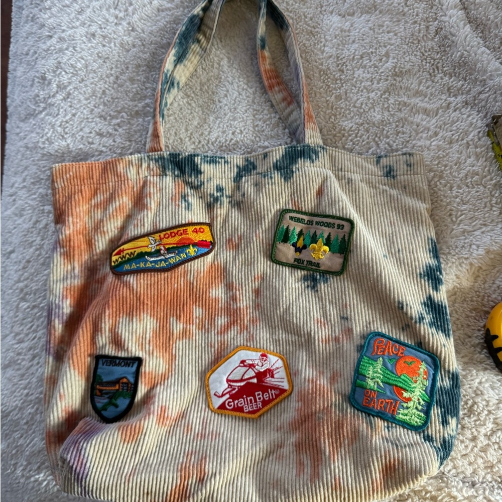 Tie-Dye Tote Bag with Patches